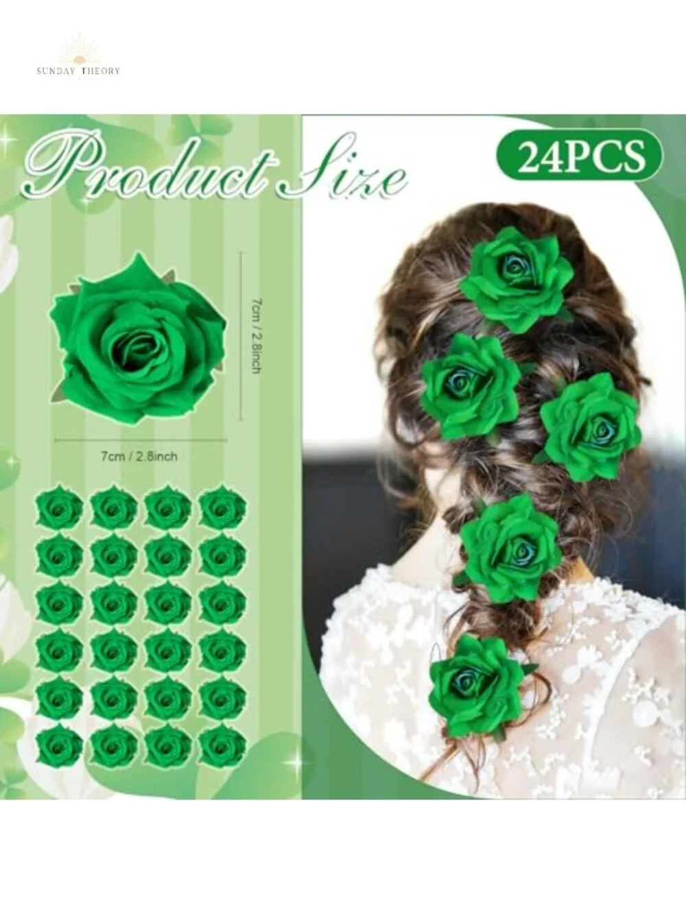 24 Pcs Flower Hair Clips Rose Brooch Floral Hairpins with Metal Clips for Women